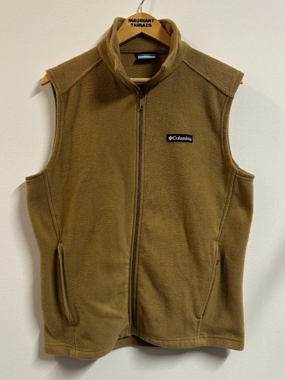 Columbia Sportswear Beige Brown Fleece Vest Full Zip Size Small